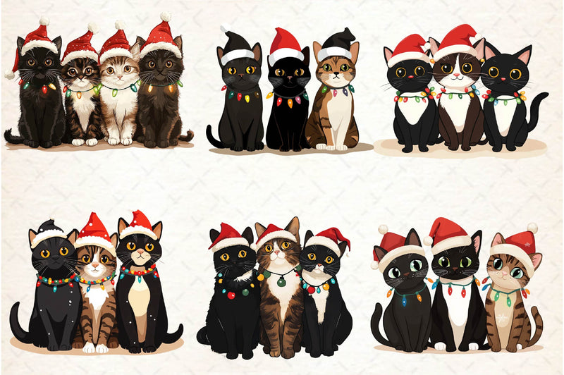 Christmas Black Cat Clipart Bundle 2 - CraftNest - Digital Crafting and Art
