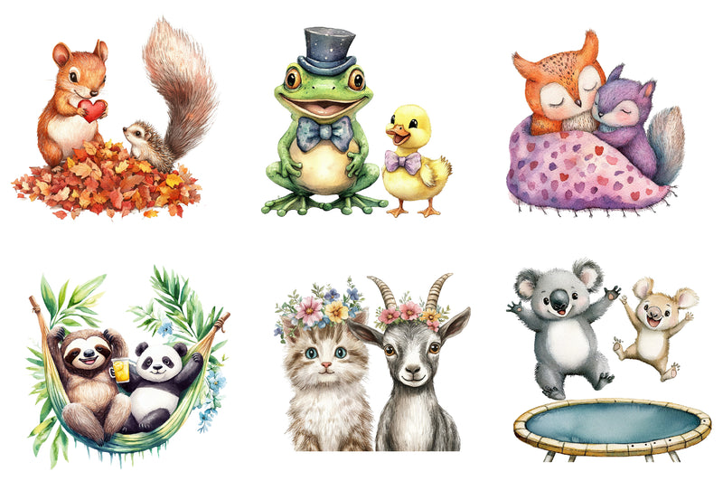 Quirky Friendship Animals Clipart Bundle - CraftNest - Digital Crafting and Art