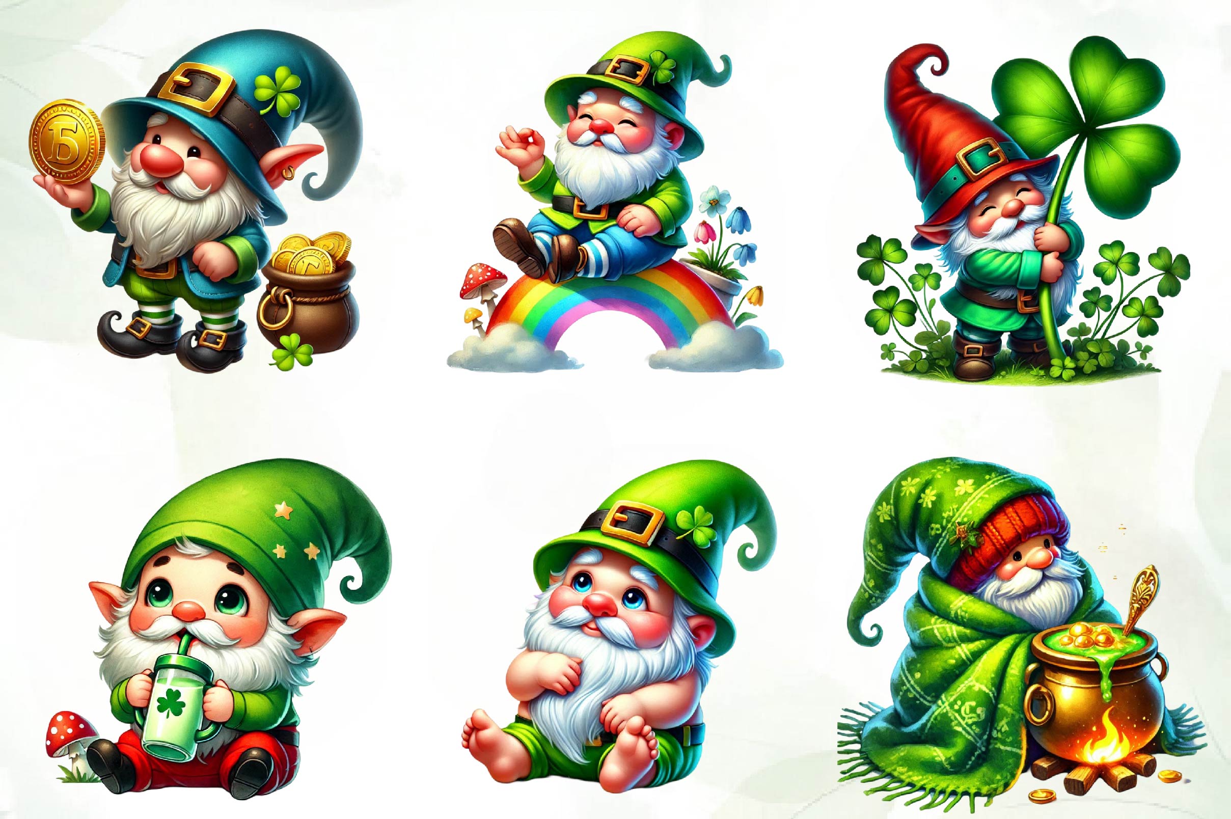 St Patricks Day Cute Gnome Clipart Bundle - CraftNest - Digital Crafting and Art