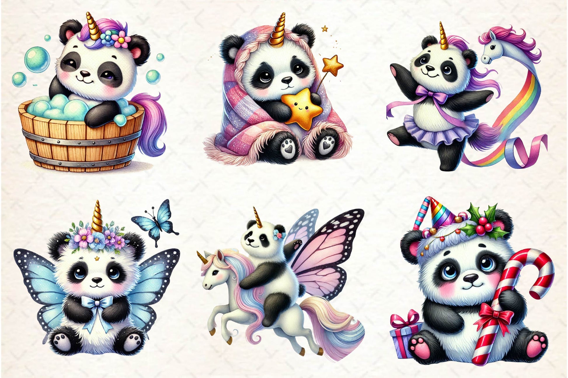 Cute Panda Unicorn Clipart Bundle - CraftNest - Digital Crafting and Art