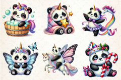 Cute Panda Unicorn Clipart Bundle - CraftNest - Digital Crafting and Art