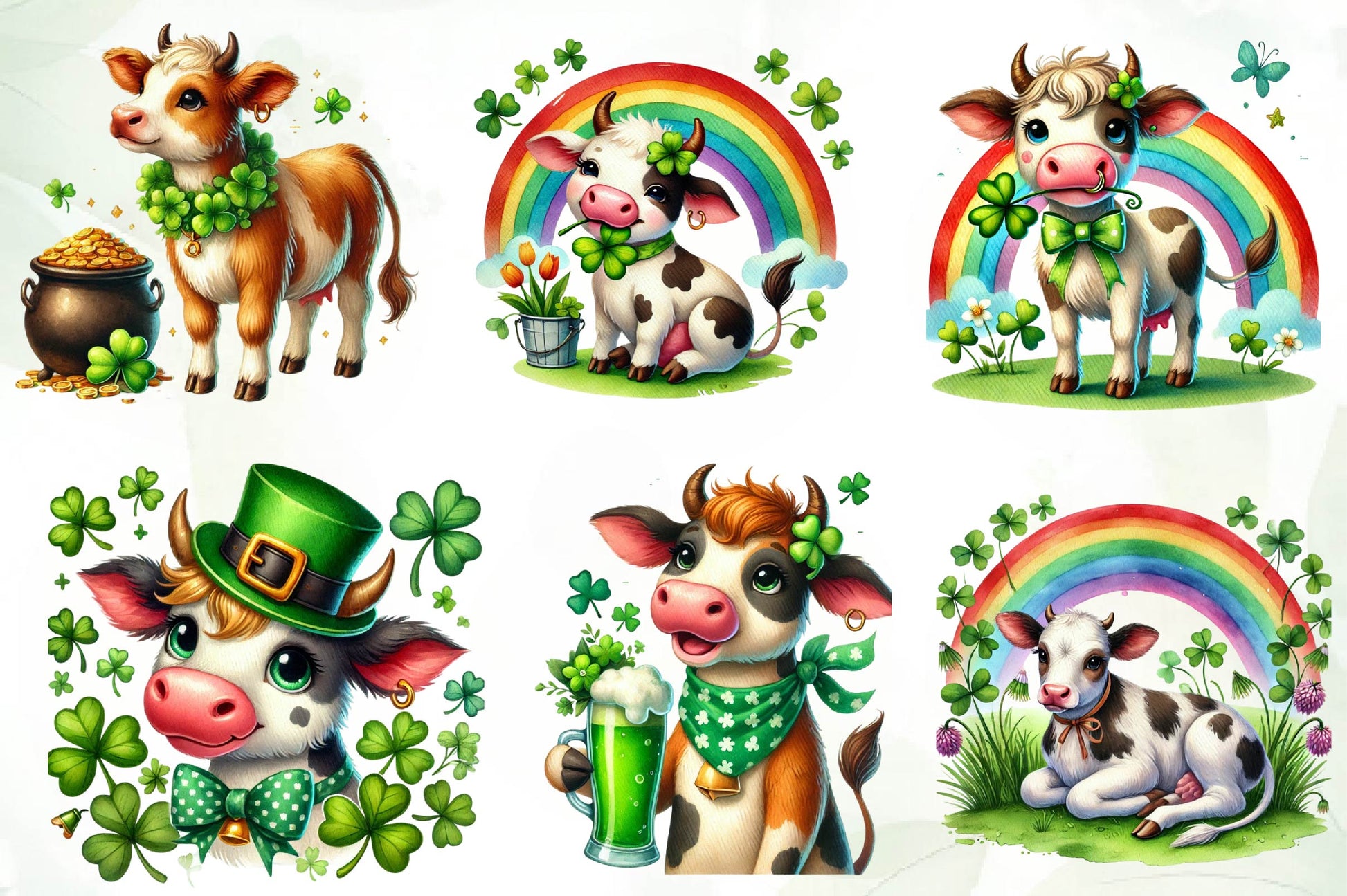 St Patrick S Cow Clipart Bundle - CraftNest - Digital Crafting and Art
