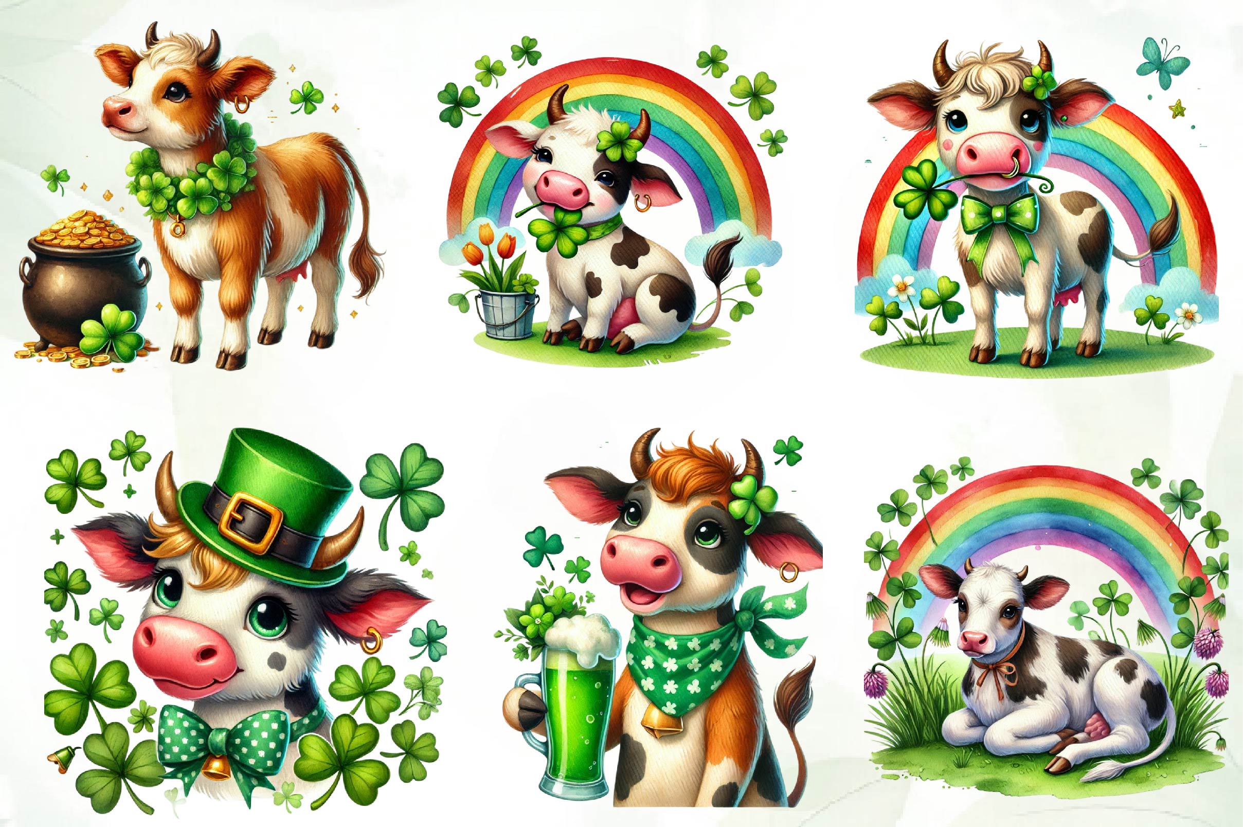 St Patrick S Cow Clipart Bundle - CraftNest - Digital Crafting and Art