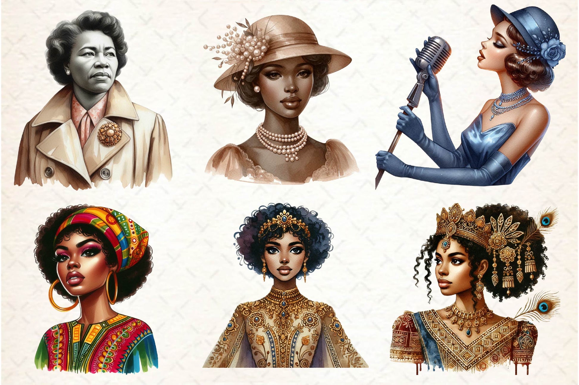 Vintage Black History Month Women's Clipart Bundle - CraftNest - Digital Crafting and Art