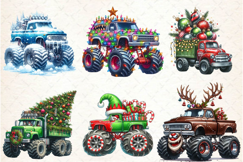 Christmas Monster Truck Clipart Bundle - CraftNest - Digital Crafting and Art