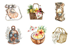 Vintage Summer Tropical Clipart Bundle - CraftNest - Digital Crafting and Art