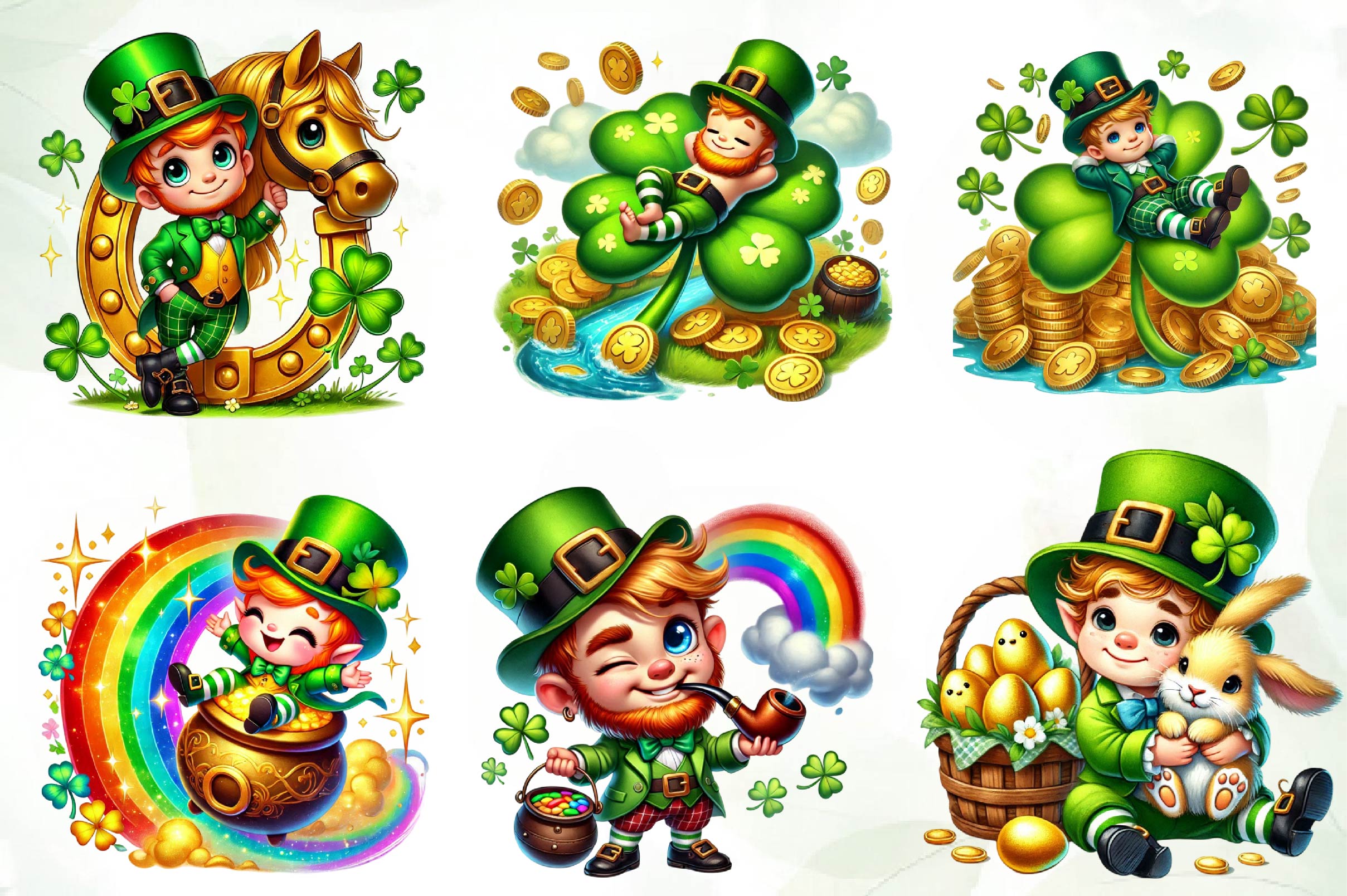 St Patricks Day Cute Leprechaun Clipart Bundle - CraftNest - Digital Crafting and Art