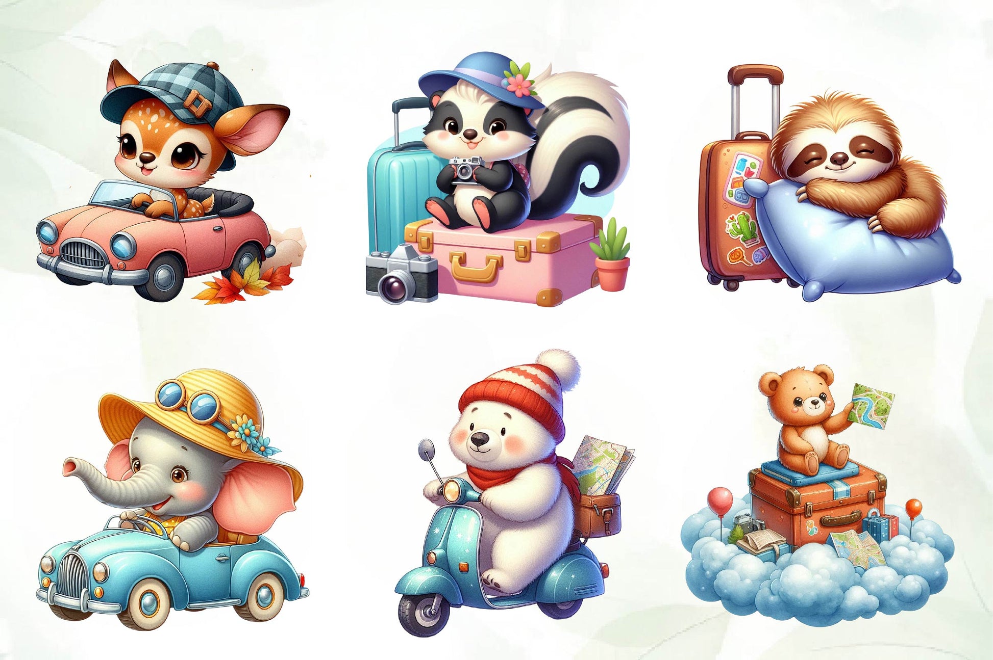 Animals Road Trip Clipart Bundle - CraftNest - Digital Crafting and Art