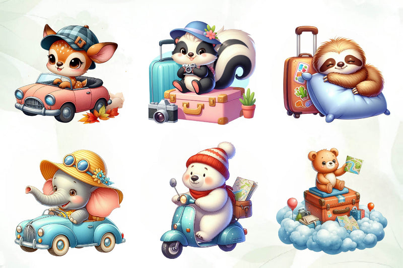 Animals Road Trip Clipart Bundle - CraftNest - Digital Crafting and Art