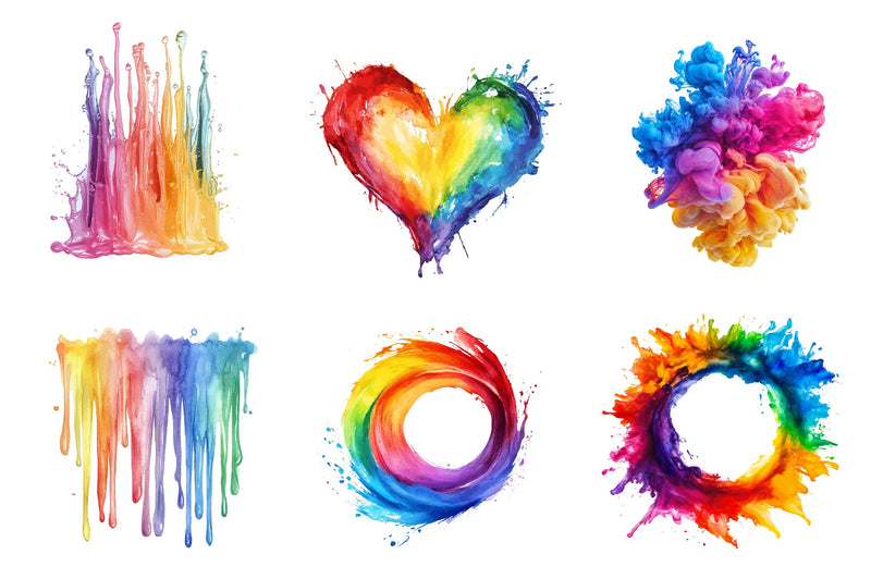 Rainbow Paint Splash Clipart Bundle - CraftNest - Digital Crafting and Art