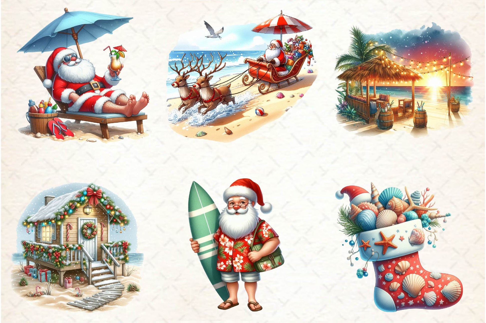 Beach & Christmas Clipart Bundle - CraftNest - Digital Crafting and Art