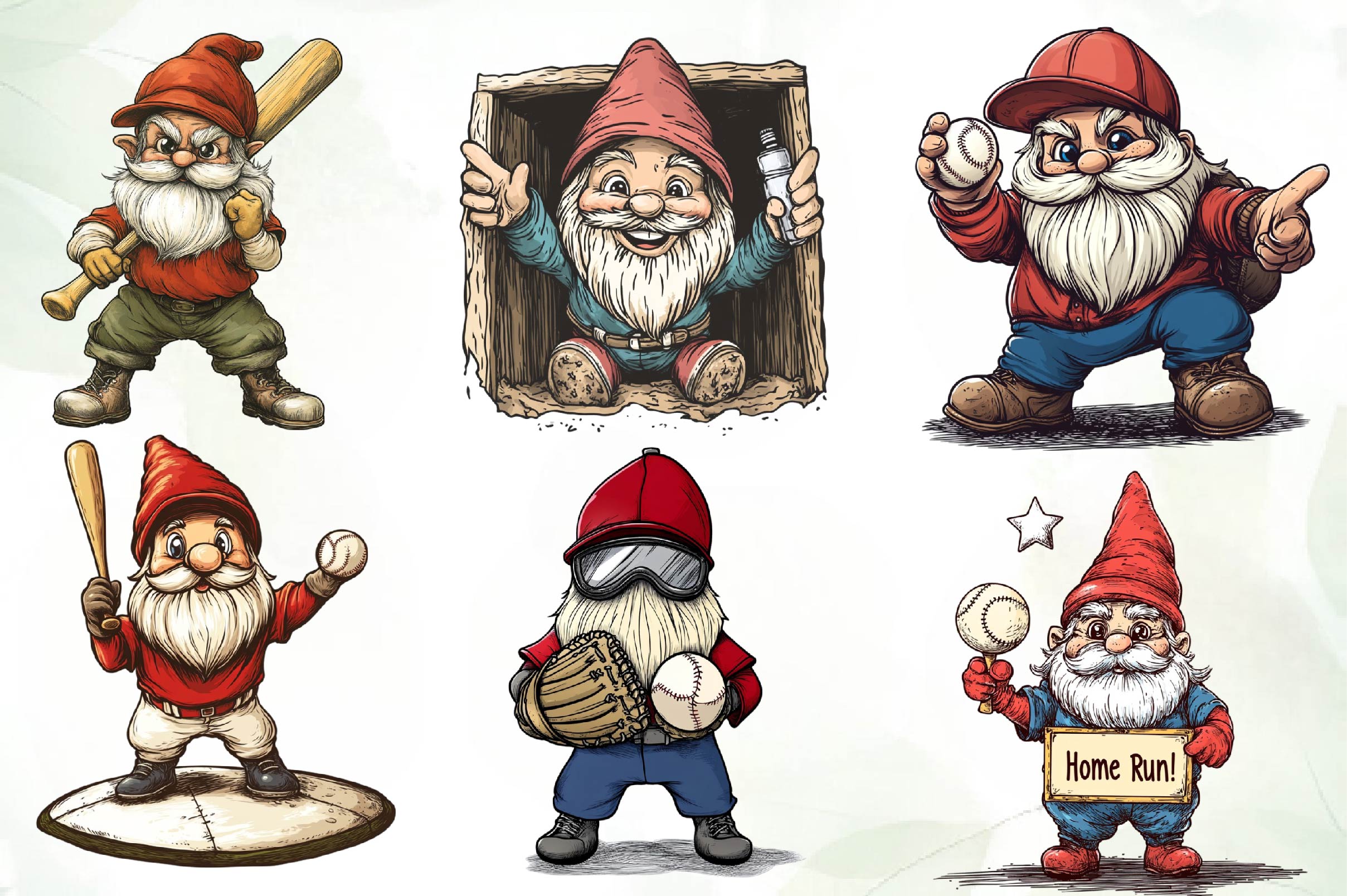 Baseball Gnome Clipart Bundle - CraftNest - Digital Crafting and Art