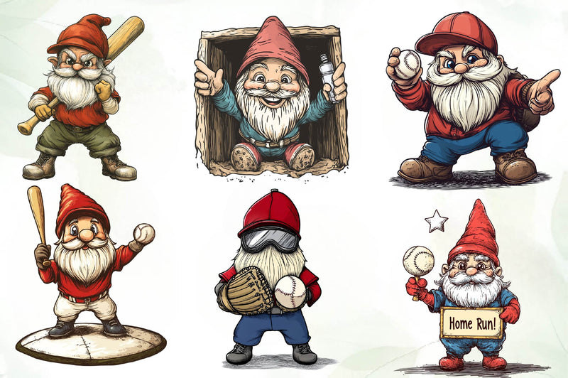 Baseball Gnome Clipart Bundle - CraftNest - Digital Crafting and Art