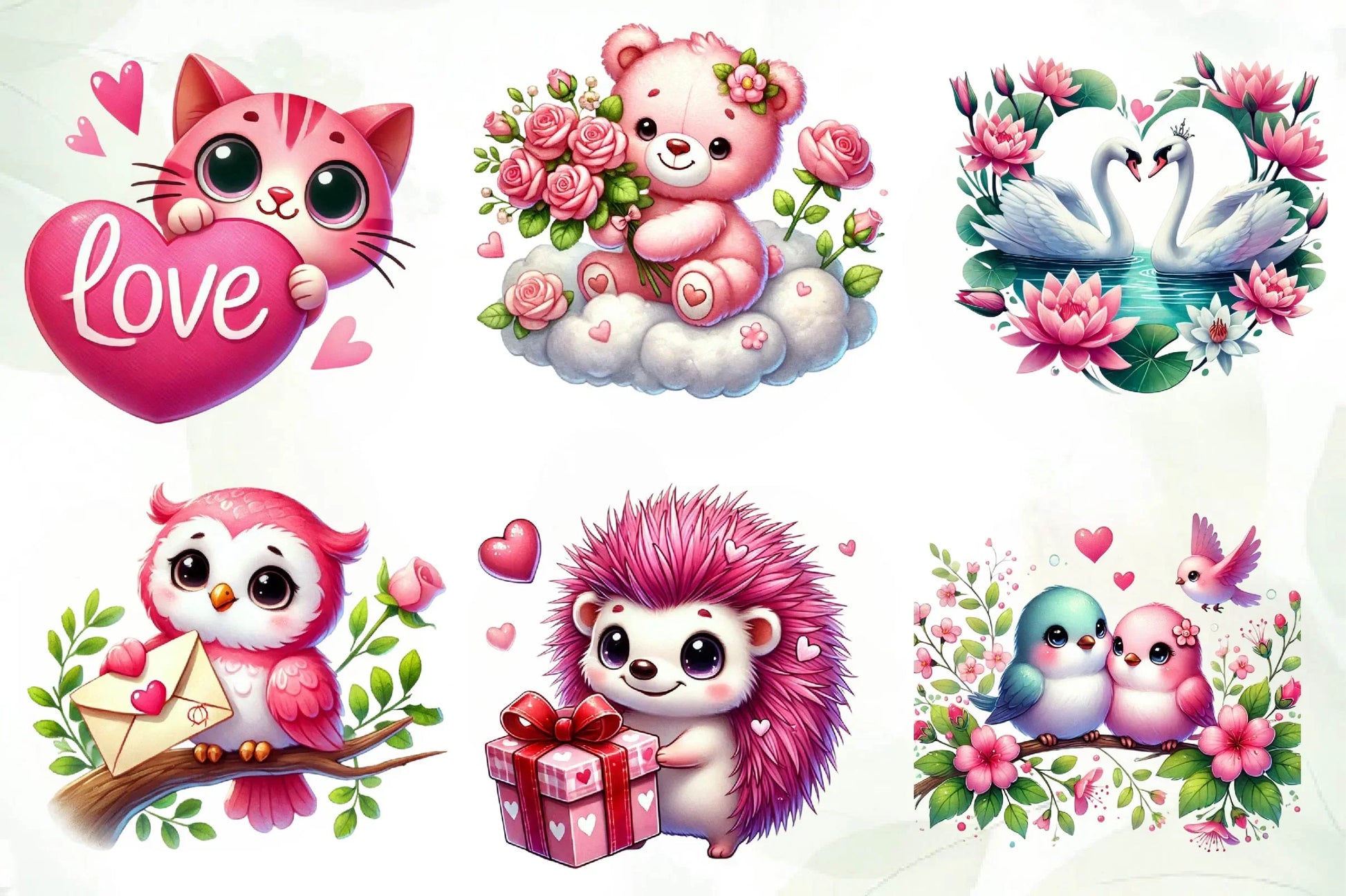 Pink Valentines Animals Clipart Bundle - CraftNest - Digital Crafting and Art