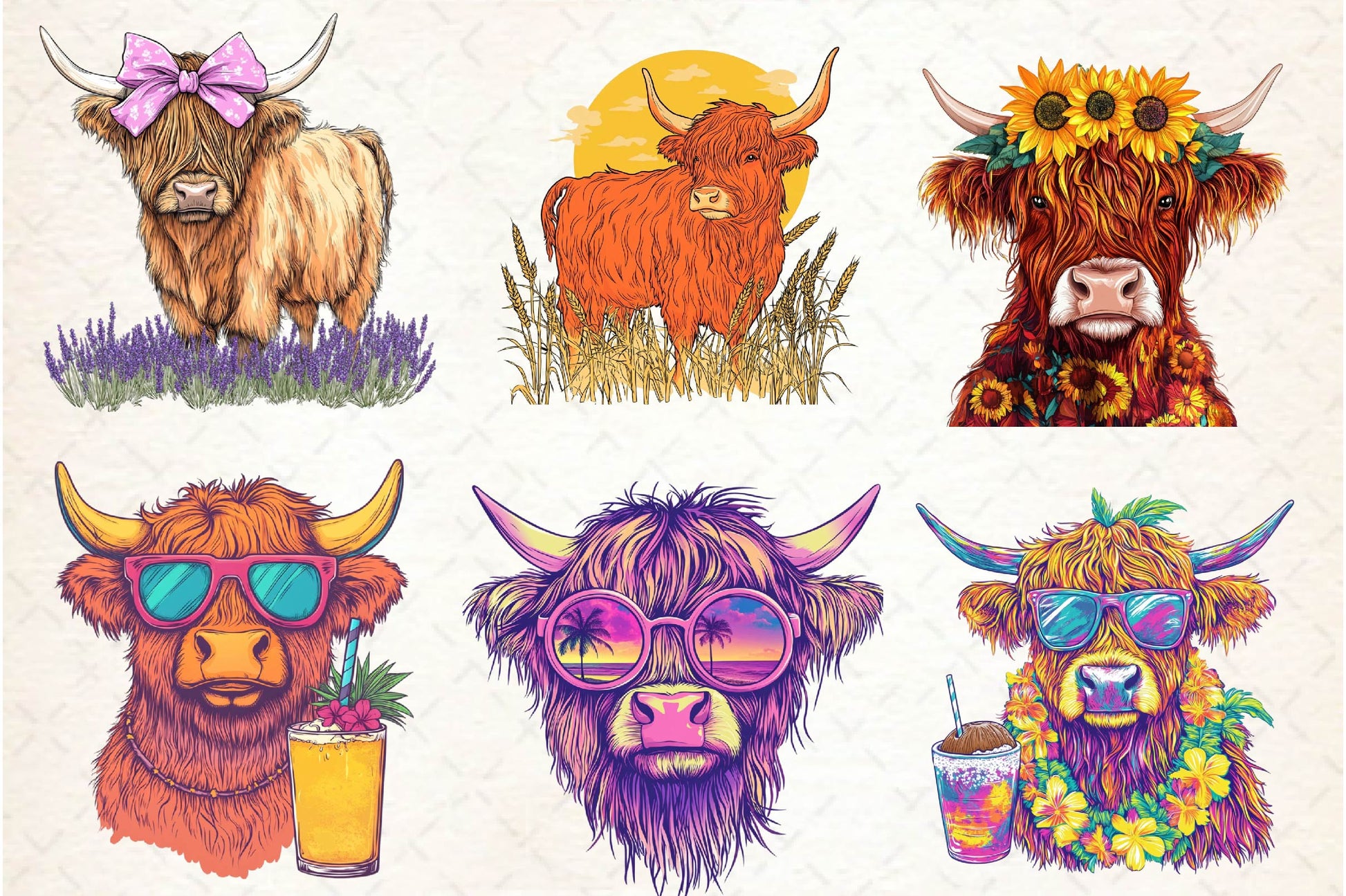 Summer Highland Cow Clipart Bundle - CraftNest - Digital Crafting and Art