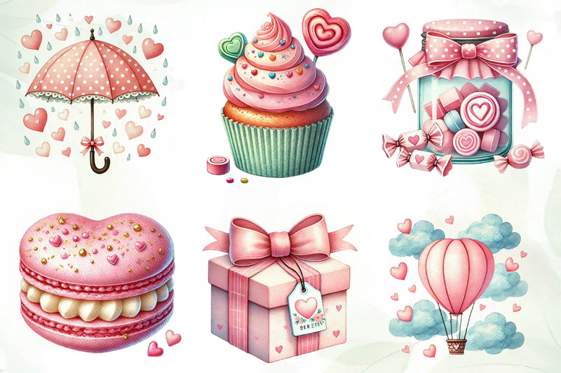 Pink Pastel Valentines Day Clipart Bundle - CraftNest - Digital Crafting and Art