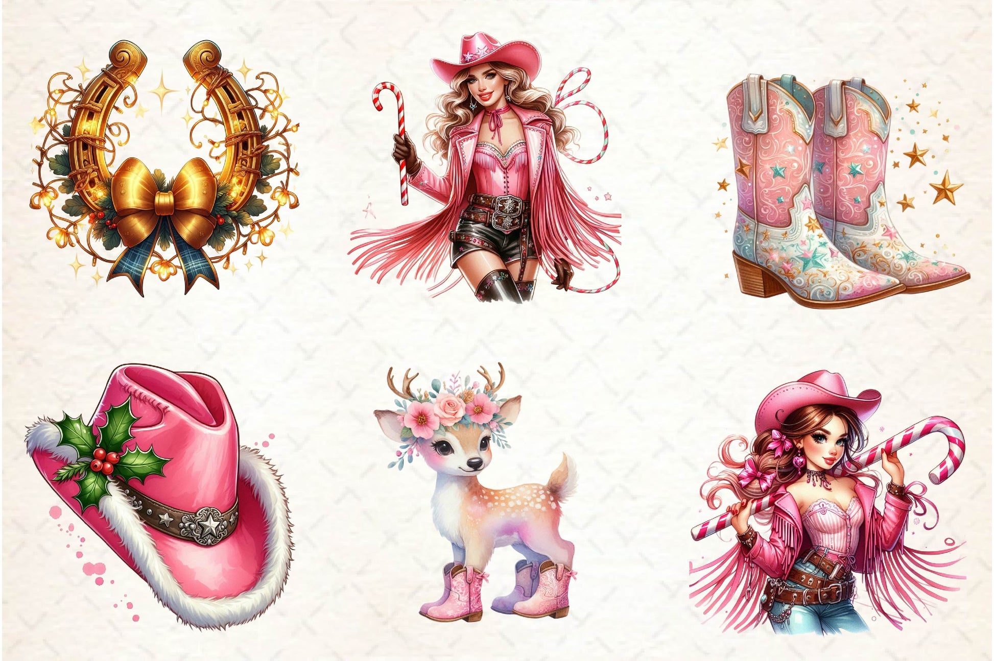 Coquette Western Christmas Clipart Bundle - CraftNest - Digital Crafting and Art