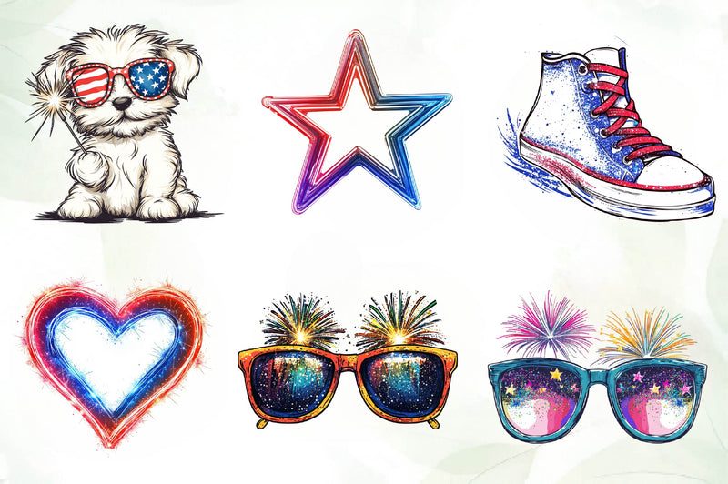 Glitter & Fireworks 4th Of July Clipart Bundle - CraftNest - Digital Crafting and Art