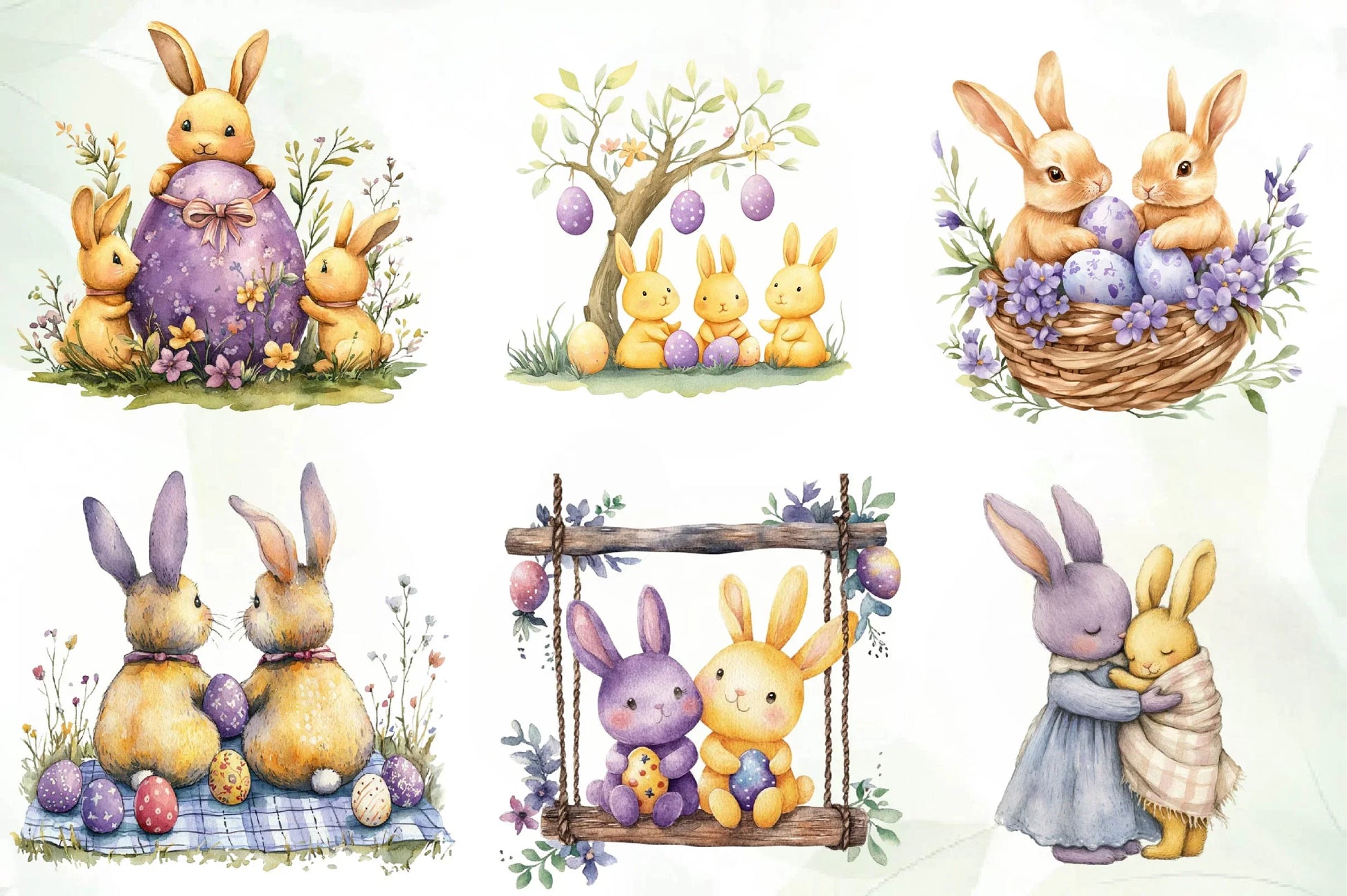 Easter Bunnies Family Clipart Bundle - CraftNest - Digital Crafting and Art