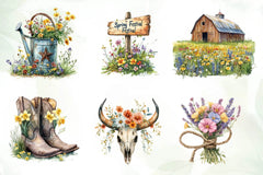 Western Spring Clipart Bundle - CraftNest - Digital Crafting and Art
