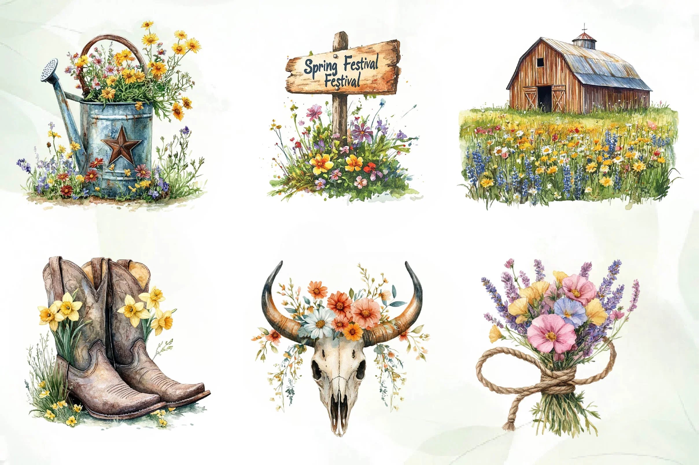 Western Spring Clipart Bundle - CraftNest - Digital Crafting and Art