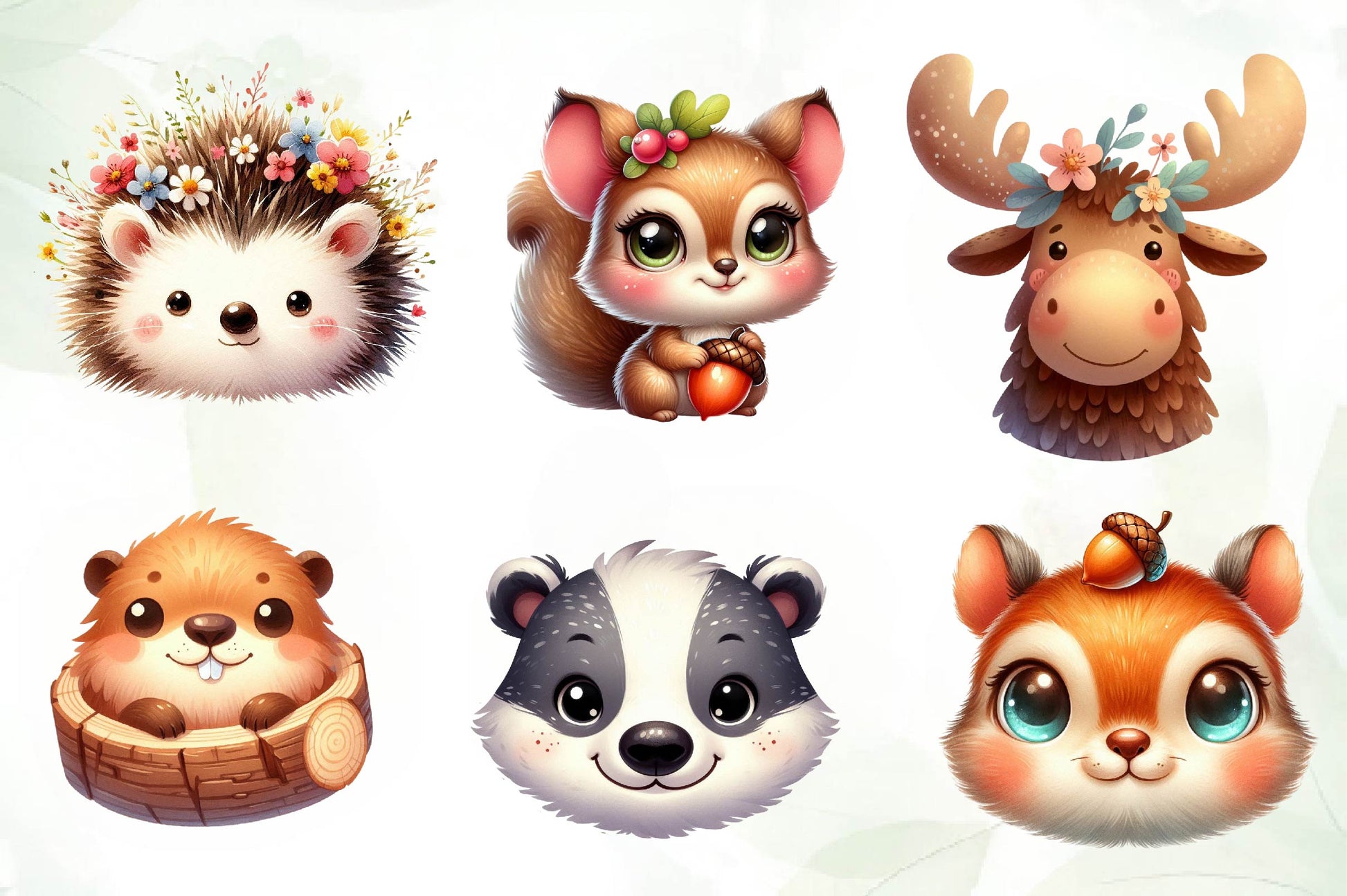 Animals Face Woodland Clipart Bundle - CraftNest - Digital Crafting and Art