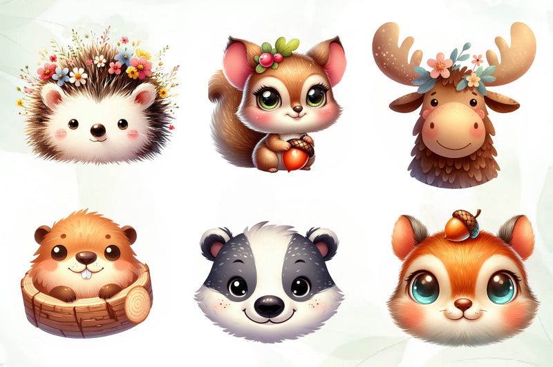 Animals Face Woodland Clipart Bundle - CraftNest - Digital Crafting and Art