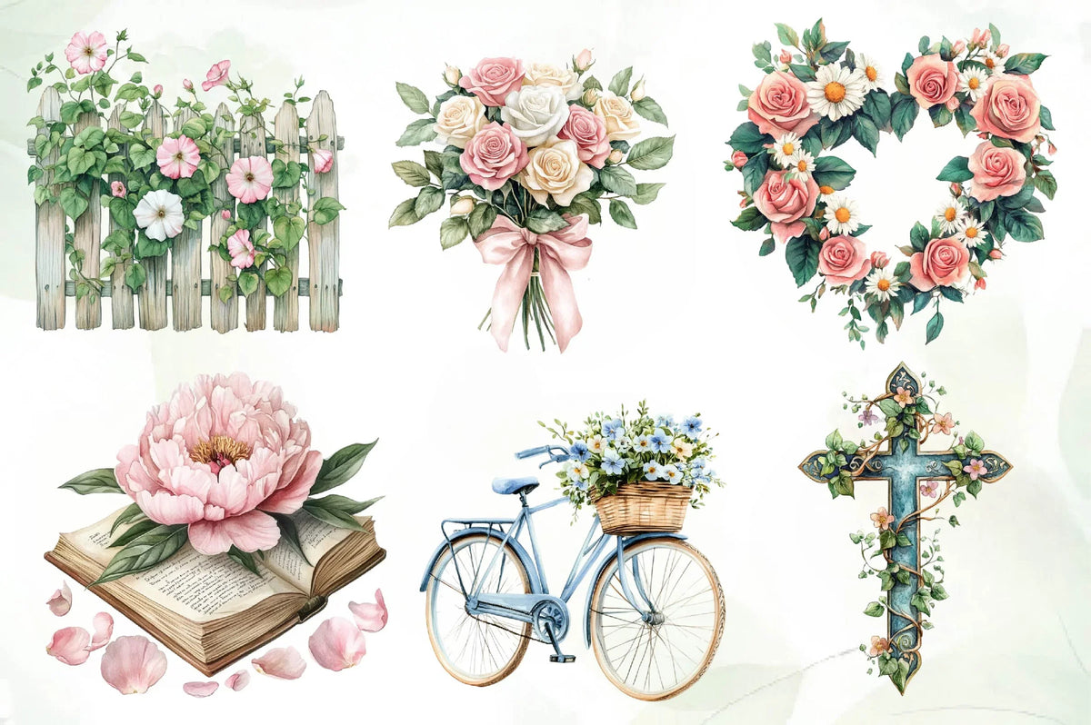Spring Romance Sign Romantic Spring Clipart Bundle