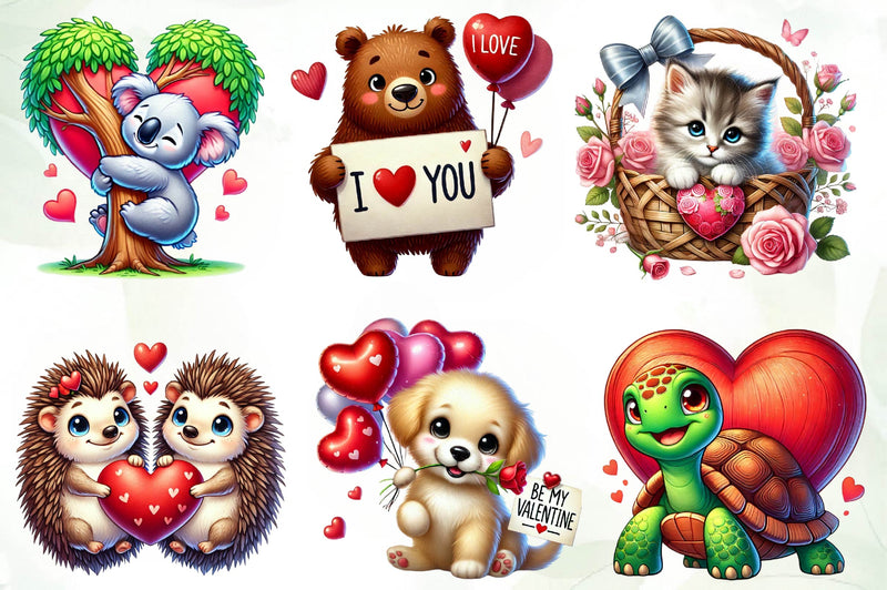 Valentine Design Valentine Animals Clipart Bundle - CraftNest - Digital Crafting and Art