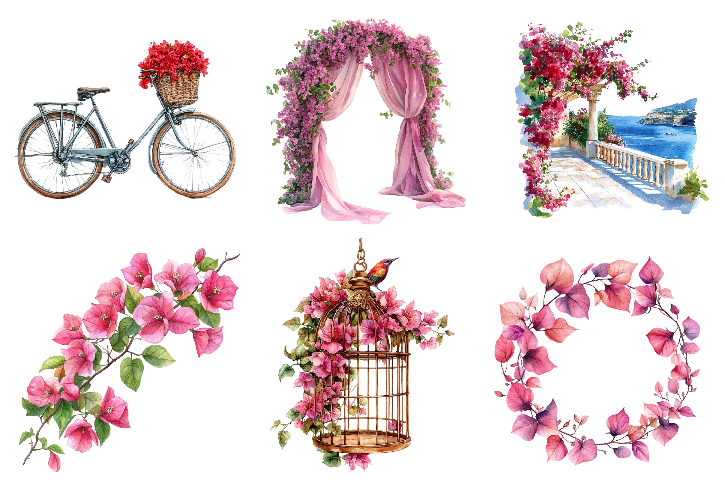 Bougainvillea Flower Clipart Bundle - CraftNest - Digital Crafting and Art