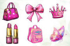 Glitter Pink Girl Clipart Bundle - CraftNest - Digital Crafting and Art