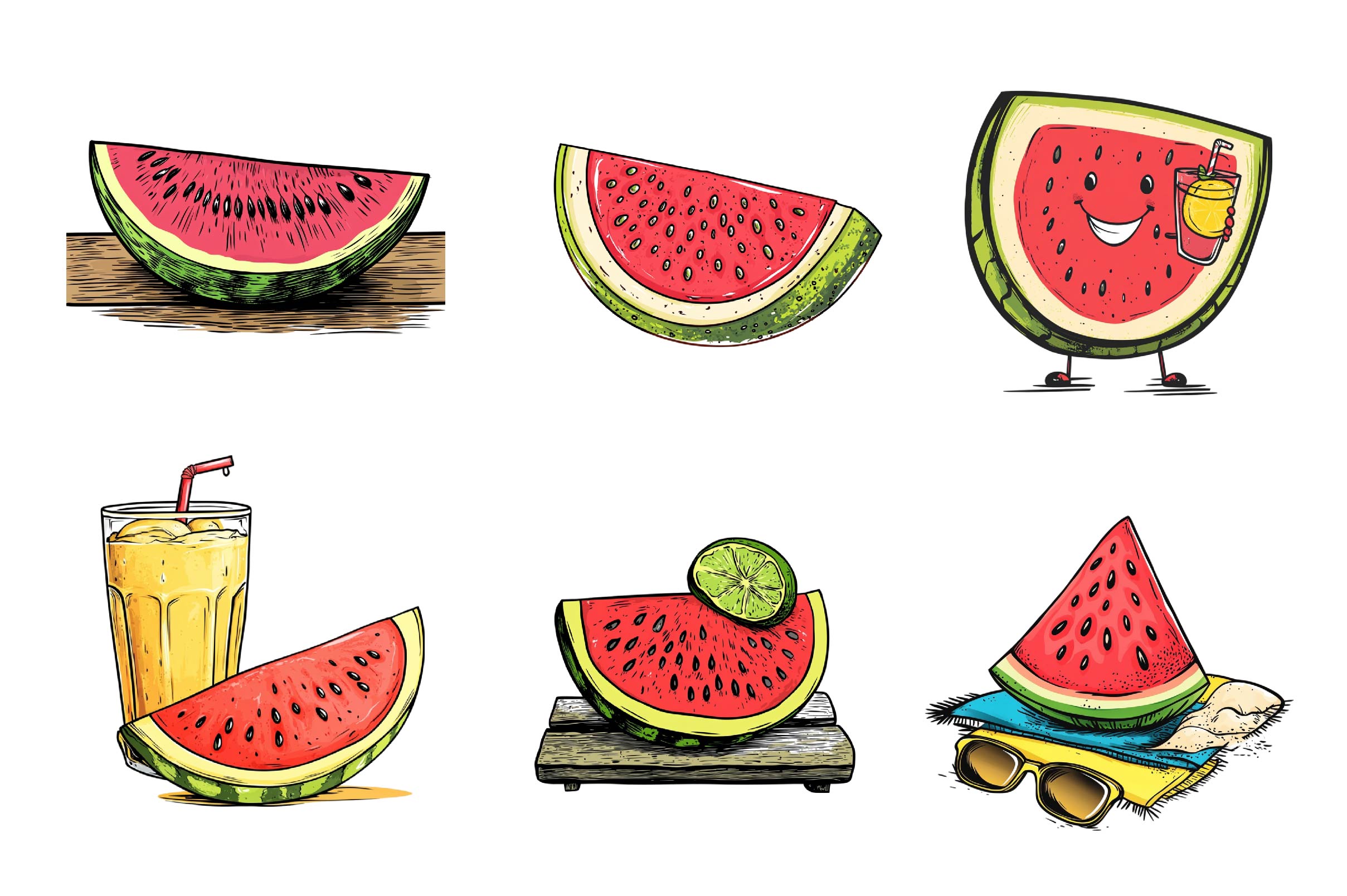 Summer Watermelon Clipart Bundle 2 - CraftNest - Digital Crafting and Art