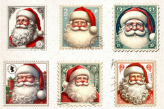 Postage Stamp Santa Claus Clipart Bundle - CraftNest - Digital Crafting and Art