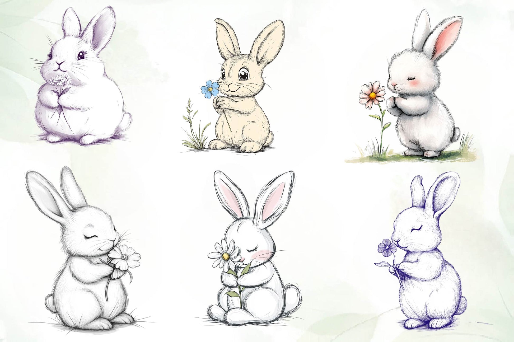Cute Easter Bunny Clipart Bundle 2 - CraftNest - Digital Crafting and Art