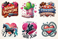 Retro Howdy Western Valentine's Day Clipart Bundle - CraftNest - Digital Crafting and Art