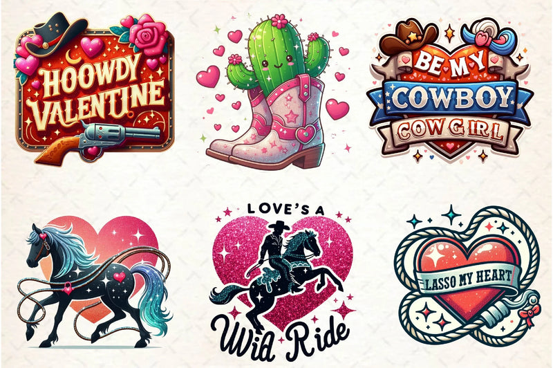 Retro Howdy Western Valentine's Day Clipart Bundle - CraftNest - Digital Crafting and Art