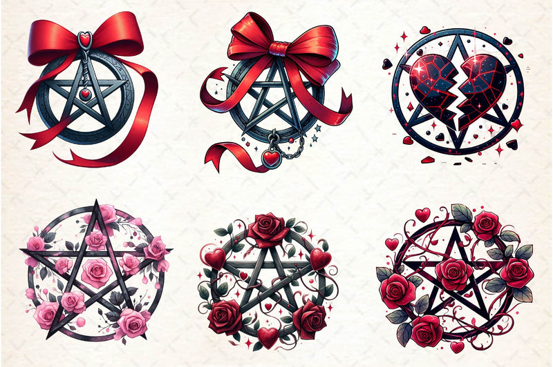 Valentine Gothic Pentacles Clipart Bundle - CraftNest - Digital Crafting and Art