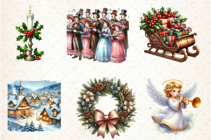 Vintage Drawing Christmas Clipart Bundle - CraftNest - Digital Crafting and Art