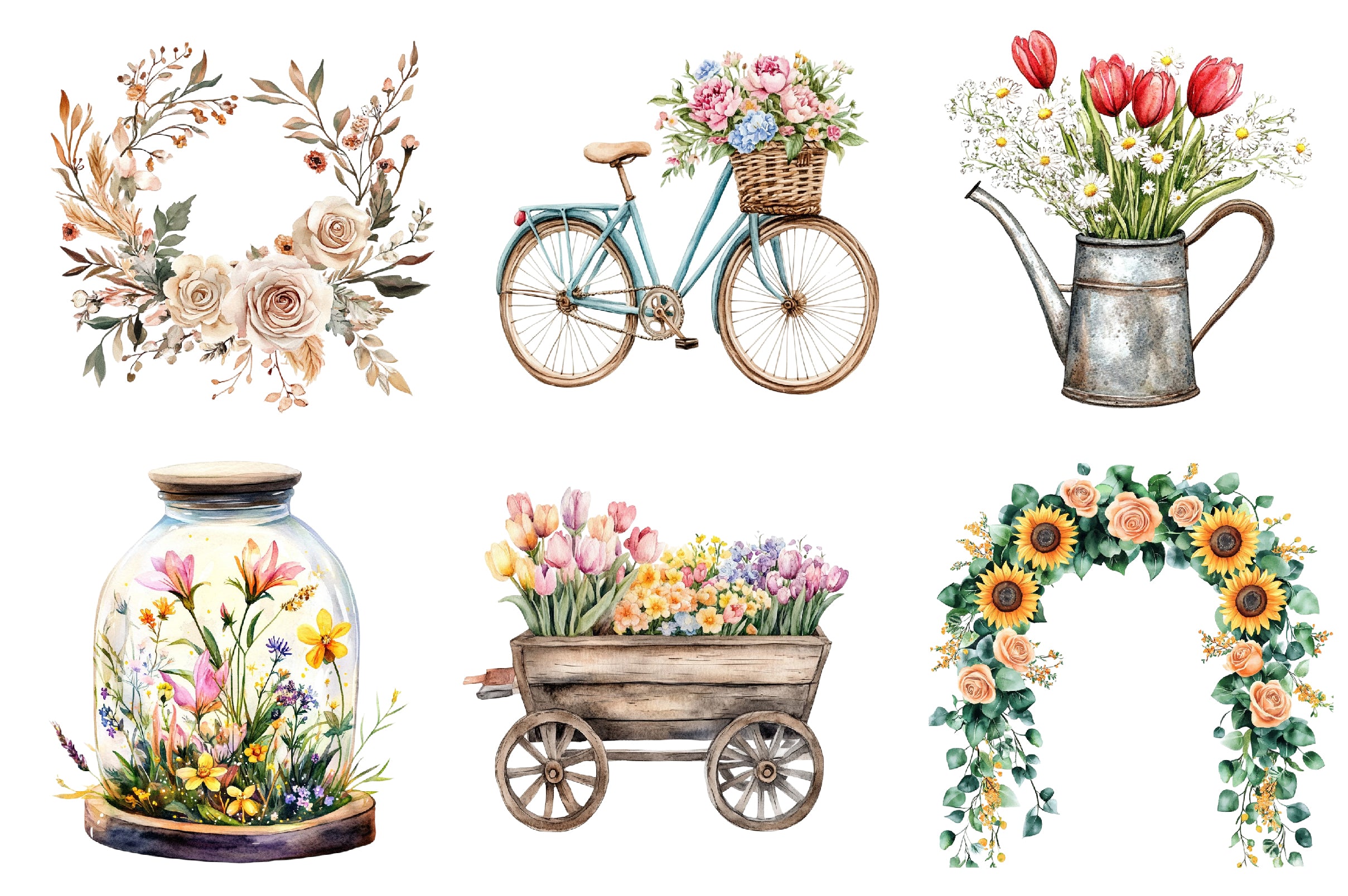 Boho Spring Floral Clipart Bundle - CraftNest - Digital Crafting and Art