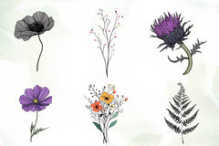 Black Wildflower Clipart Bundle - CraftNest - Digital Crafting and Art