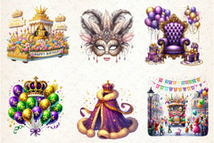 Birthday Queen Of Mardi Gras Clipart Bundle - CraftNest - Digital Crafting and Art