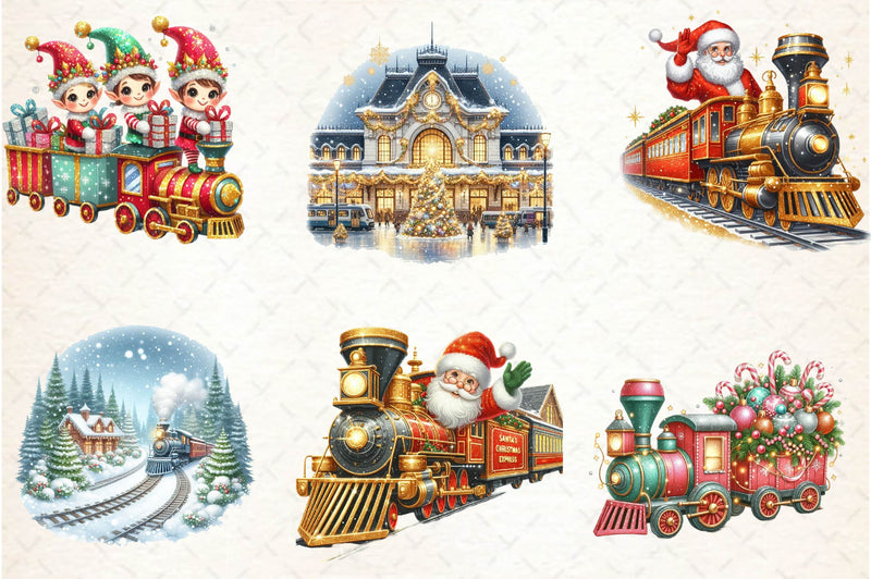 Christmas Train Station Clipart Bundle - CraftNest - Digital Crafting and Art