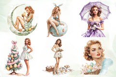 Vintage Easter Pin Up Girl Clipart Bundle - CraftNest - Digital Crafting and Art