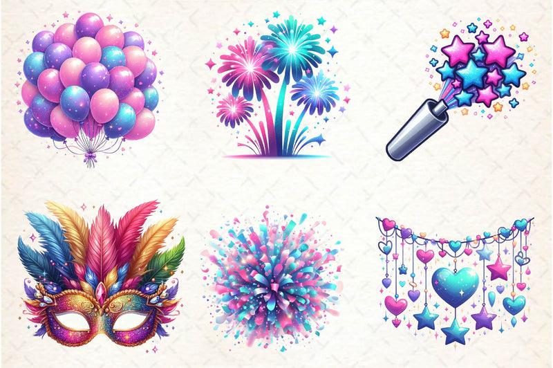 Glittery New Year Clipart Bundle - CraftNest - Digital Crafting and Art