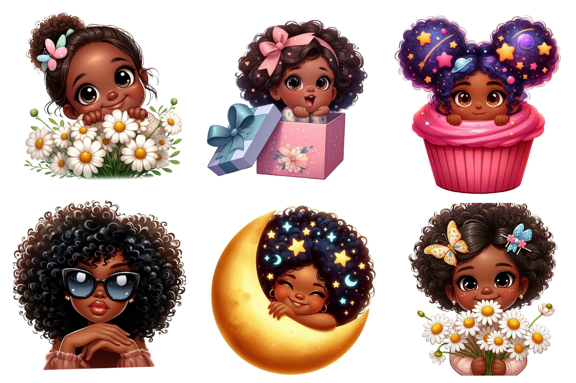 Peeking Black Girls Clipart Bundle - CraftNest - Digital Crafting and Art
