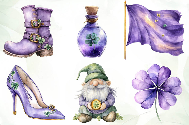 Pastel Purple St Patrick's Clipart Bundle 1 - CraftNest - Digital Crafting and Art