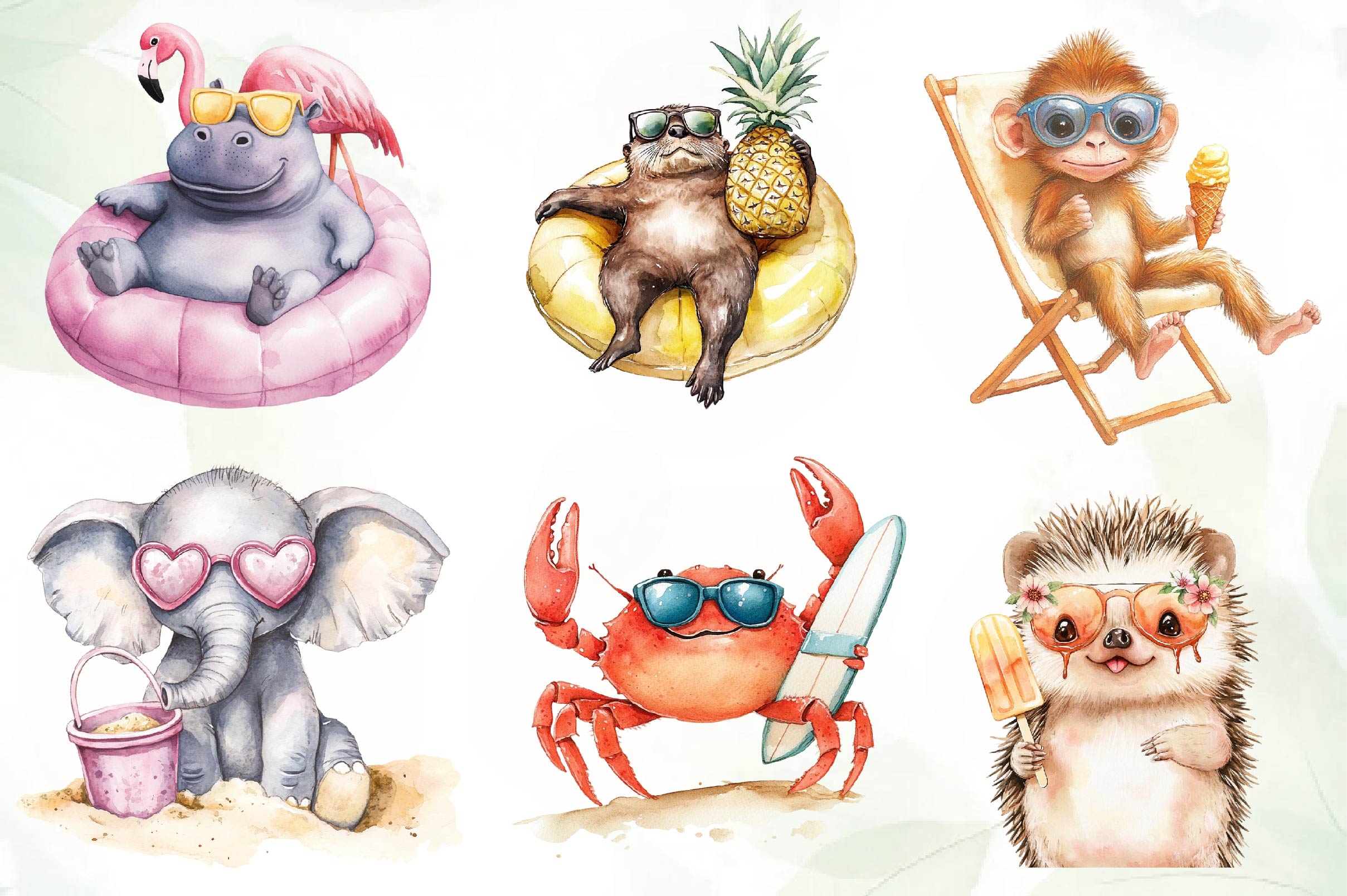 Cartoon Beach Pals Animal Clipart Bundle - CraftNest - Digital Crafting and Art