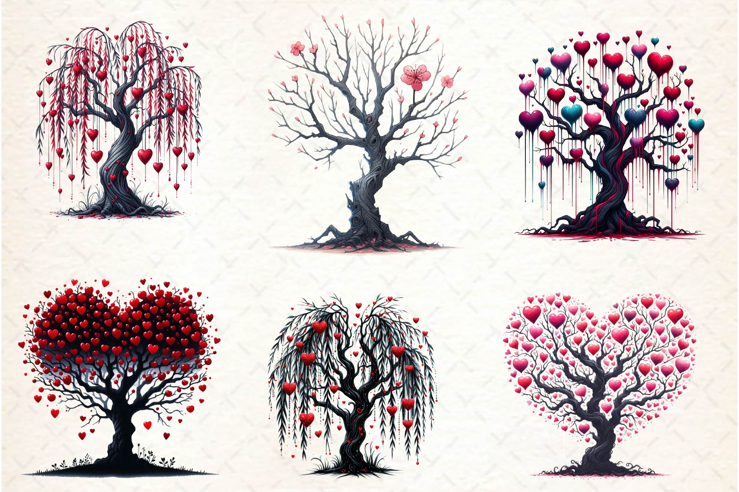 Valentine Gothic Trees Clipart Bundle - CraftNest - Digital Crafting and Art