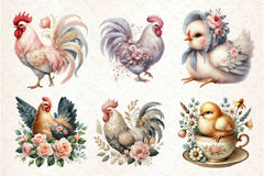 Vintage Spring Floral Chicken Clipart Bundle - CraftNest - Digital Crafting and Art