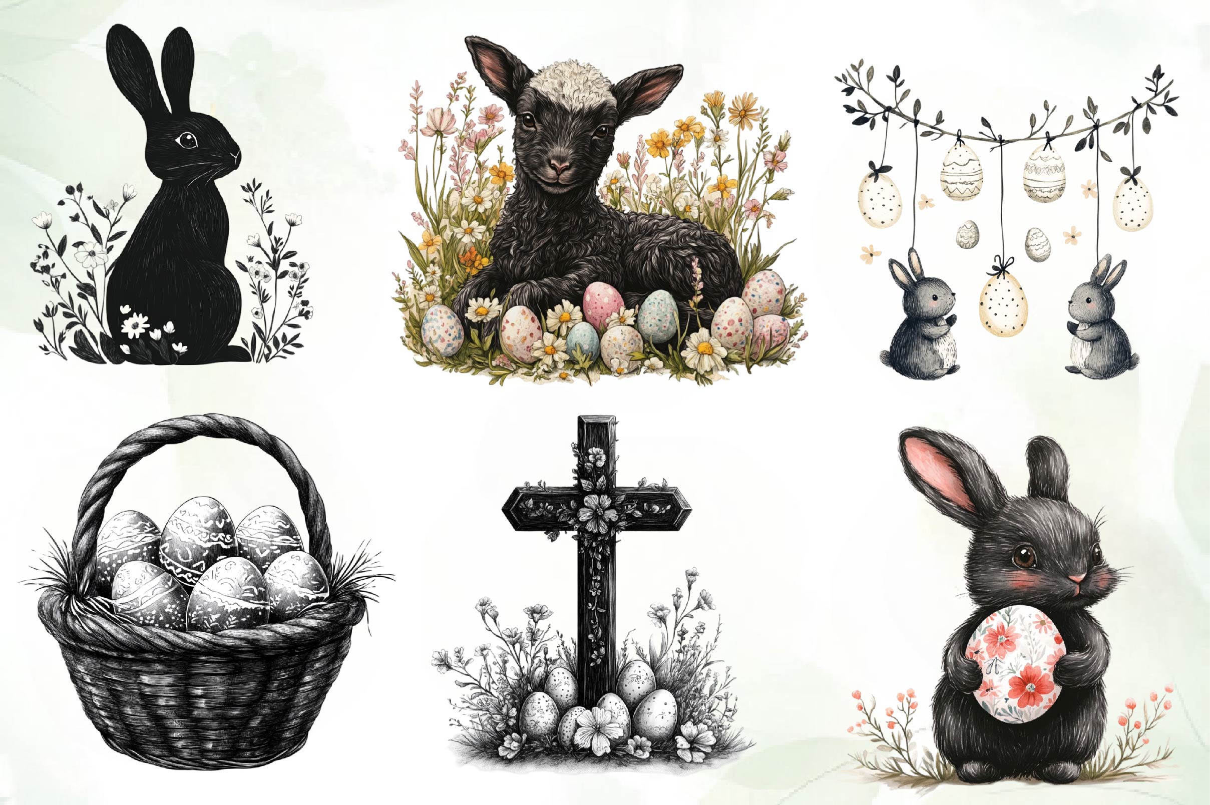 Black Easter Clipart Bundle - CraftNest - Digital Crafting and Art
